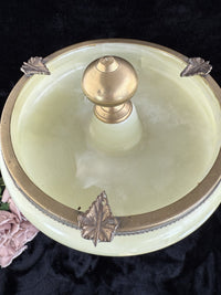 Thumbnail for Art Deco Green Onyx Marble Brass Pedestal Ashtray Stand Tobacciana home decor4
