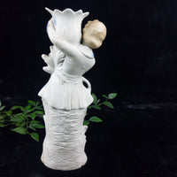 Thumbnail for Antique German Bisque Porcelain  Candle Holder Figurine – Blue & Gold Accents 9