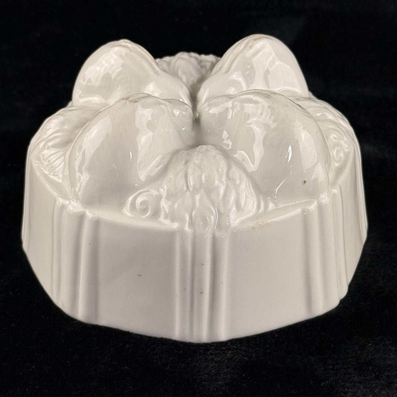 Wedgwood Semi Porcelain Blossom Jelly Mould Victorian White England chipped4