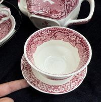 Thumbnail for Mason's Ironstone Vista Dinnerware Tea Set patent Red Transferware England Chips20