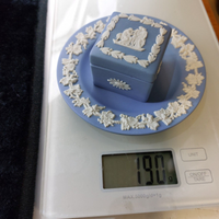 Thumbnail for Wedgwood Blue Jasperware Mini Square Trinket Box & Plate Set – England in Made 14