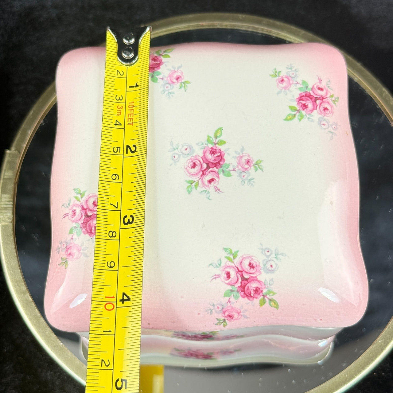 Blakeney Bone China Square Trinket Box Rose Pink Spray Pattern Stoke-on-Trend11