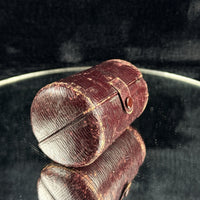Thumbnail for Vintage\antique Leather Travel Case Cylindrical Burgundy Snap Closure 1920s2