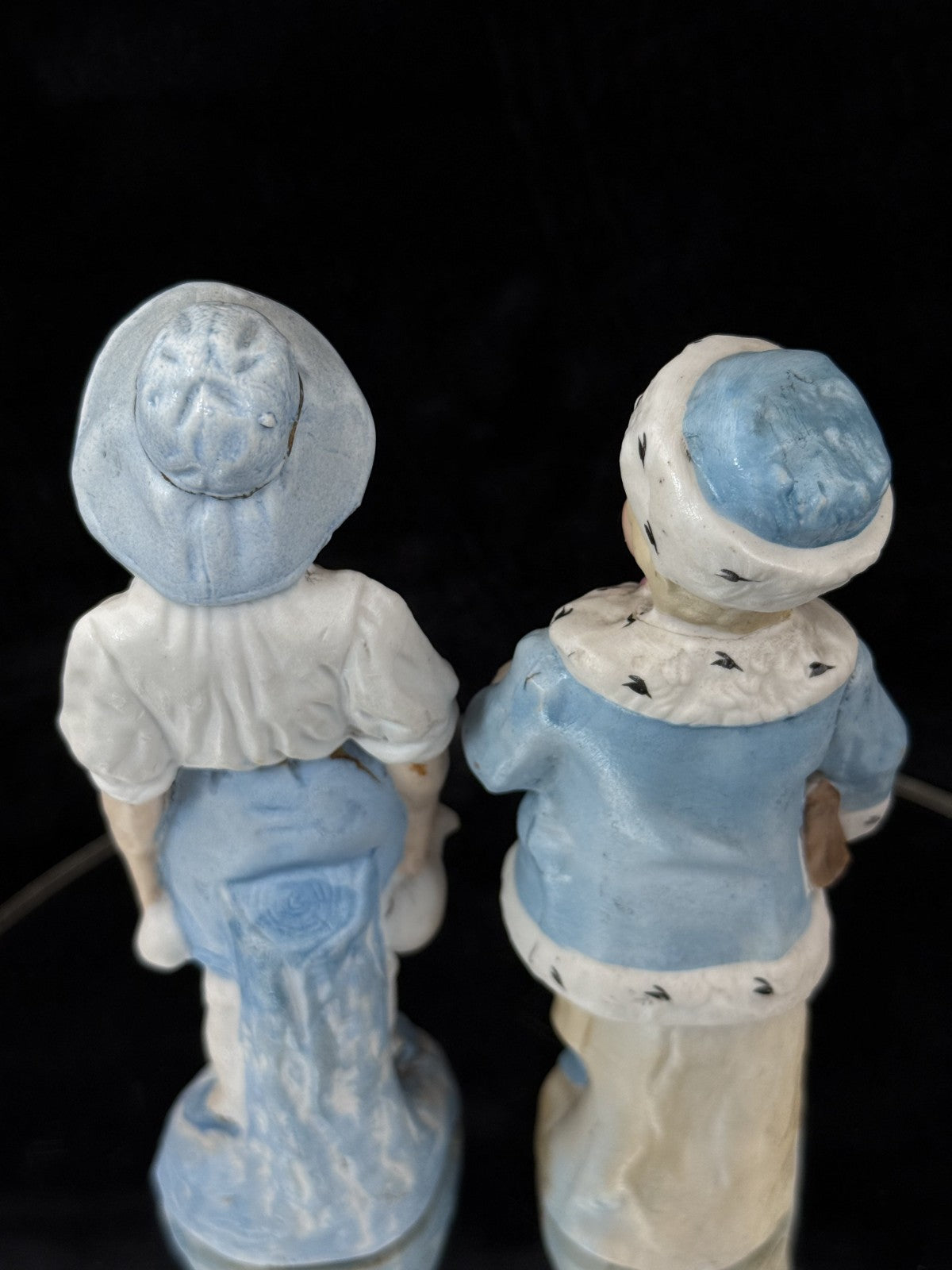 Antique 19th c German Porcelain Figurine Pair Two Children Bisque &Glazed Finish11