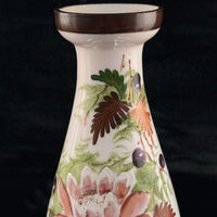 Thumbnail for Pink Bohemian Glass Antique Vase 10” Floral Enamel Victorian Art Nouveau decor4