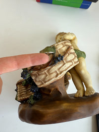 Thumbnail for Antique Putti Planter Figurine with Wicker Baskets and Berries - Majolica Style21