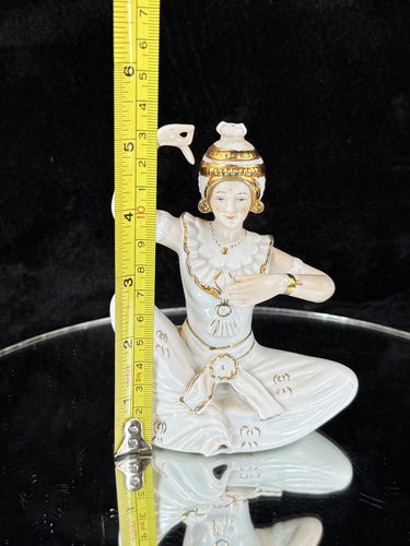 Vintage Mid-Century Porcelain Figurine Set - Dancer with Two Candle Holders1