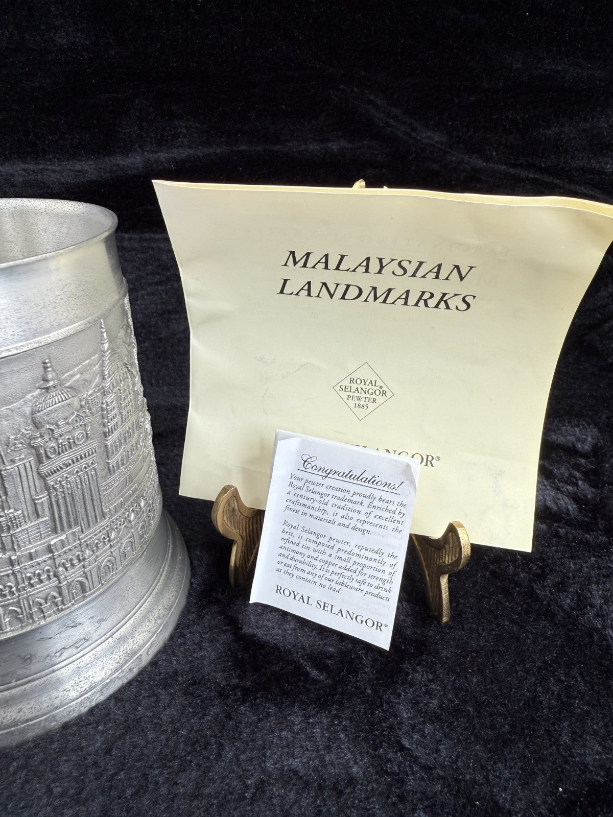 Royal Malaysian Selangor Landmarks Pewter Tankard / Mug with certificate Repro21