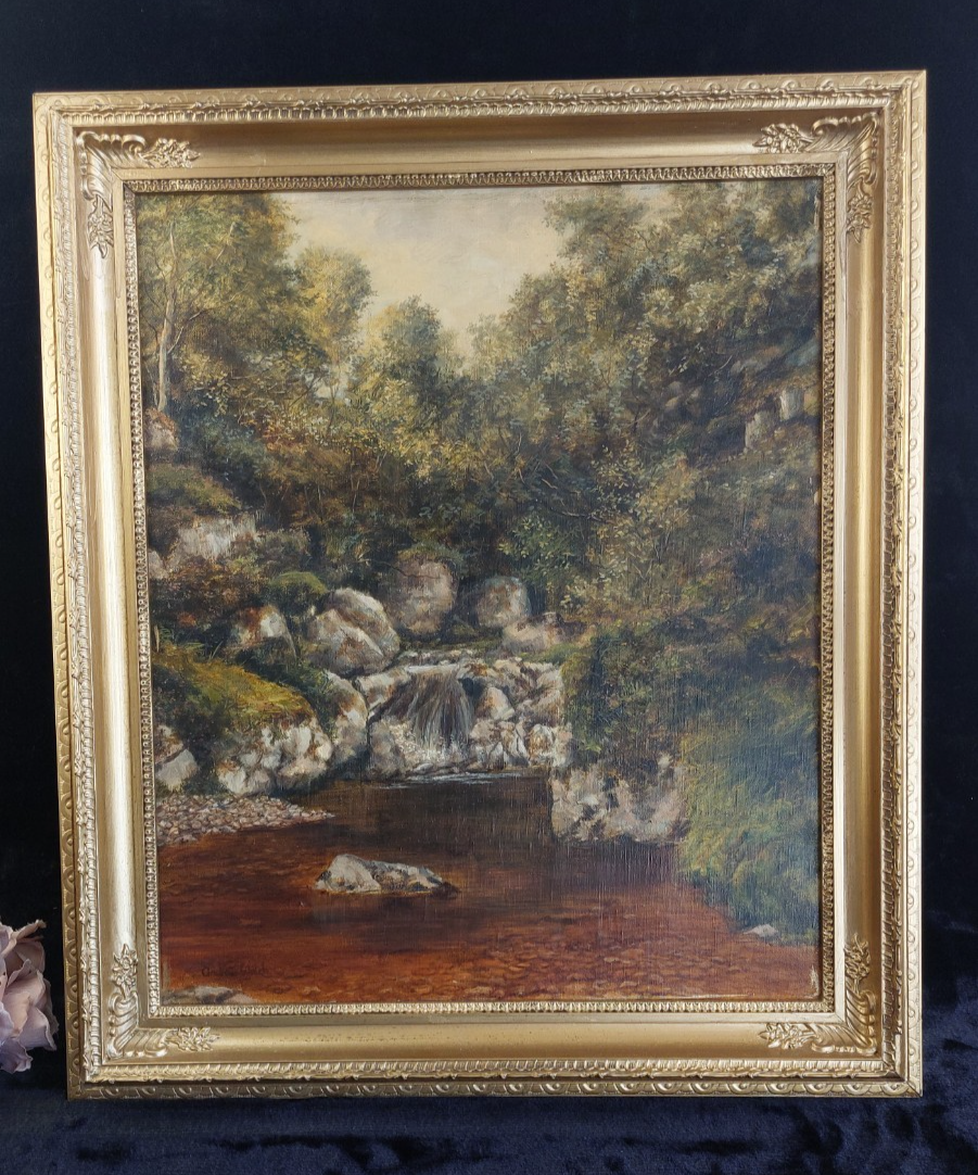 Andrew Welch oil RCA painting gold Framed Welsh Landscape 29"x25" Oil on Canvas2
