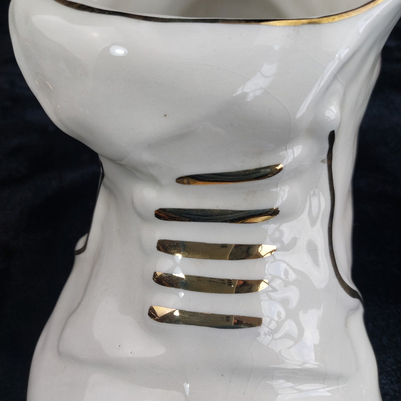 Maryleigh Pottery Floral Boot Vase Gilded Staffordshire 12" Porcelain White5