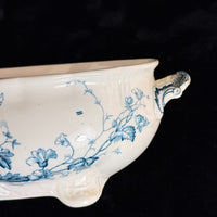 Thumbnail for S.H. & Sons 'Ruby' Blue Transferware Tureen Lidded Floral Dish England 11” Large12