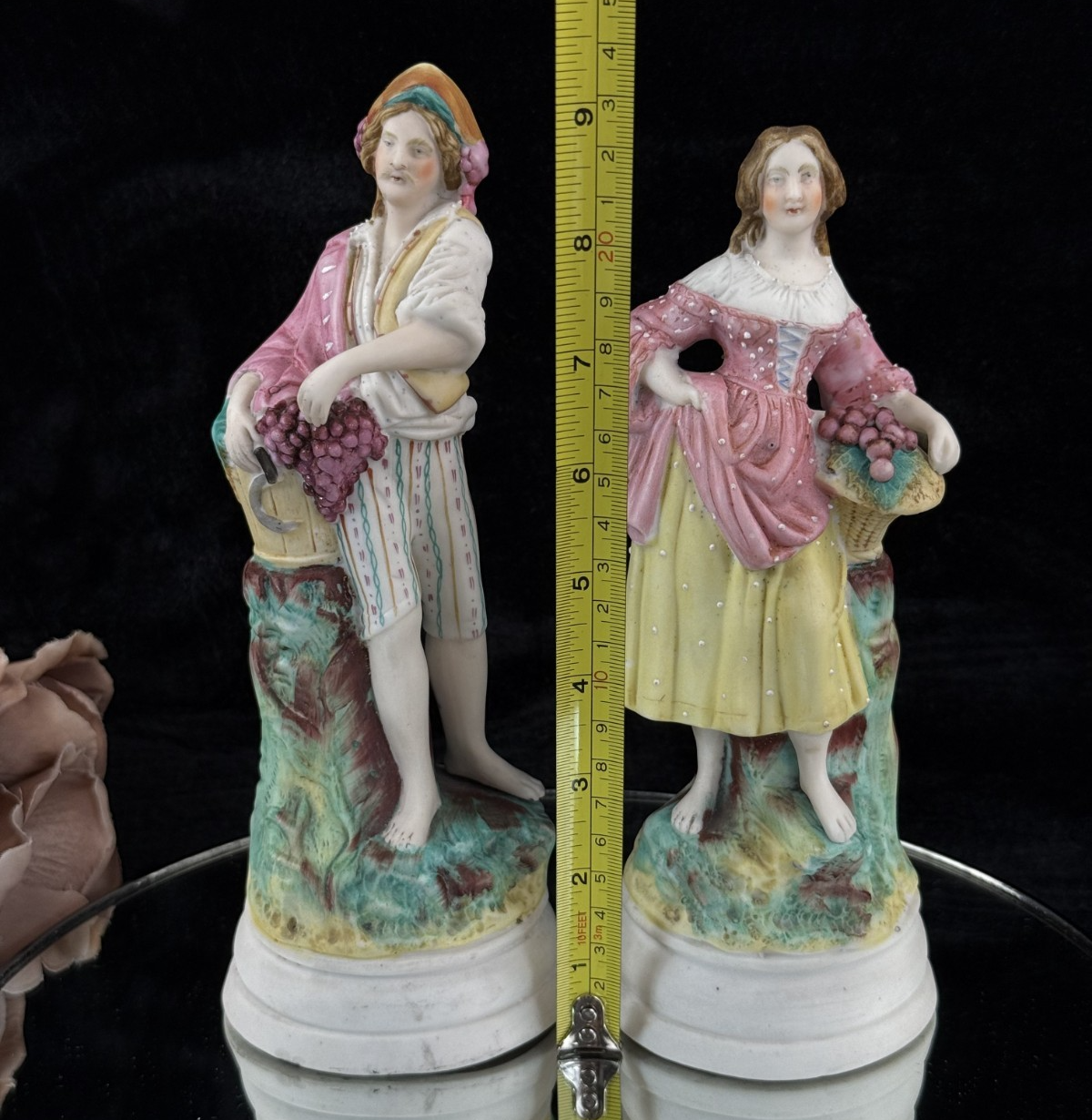 Victorian 19th c Antique Staffordshire Style Figurines Grapes & Harvester couple4