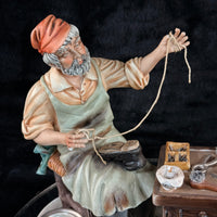 Thumbnail for Cortese Capodimonte Figurine Porcelain Shoemaker Scene Italy 1963 Signed 9 in18