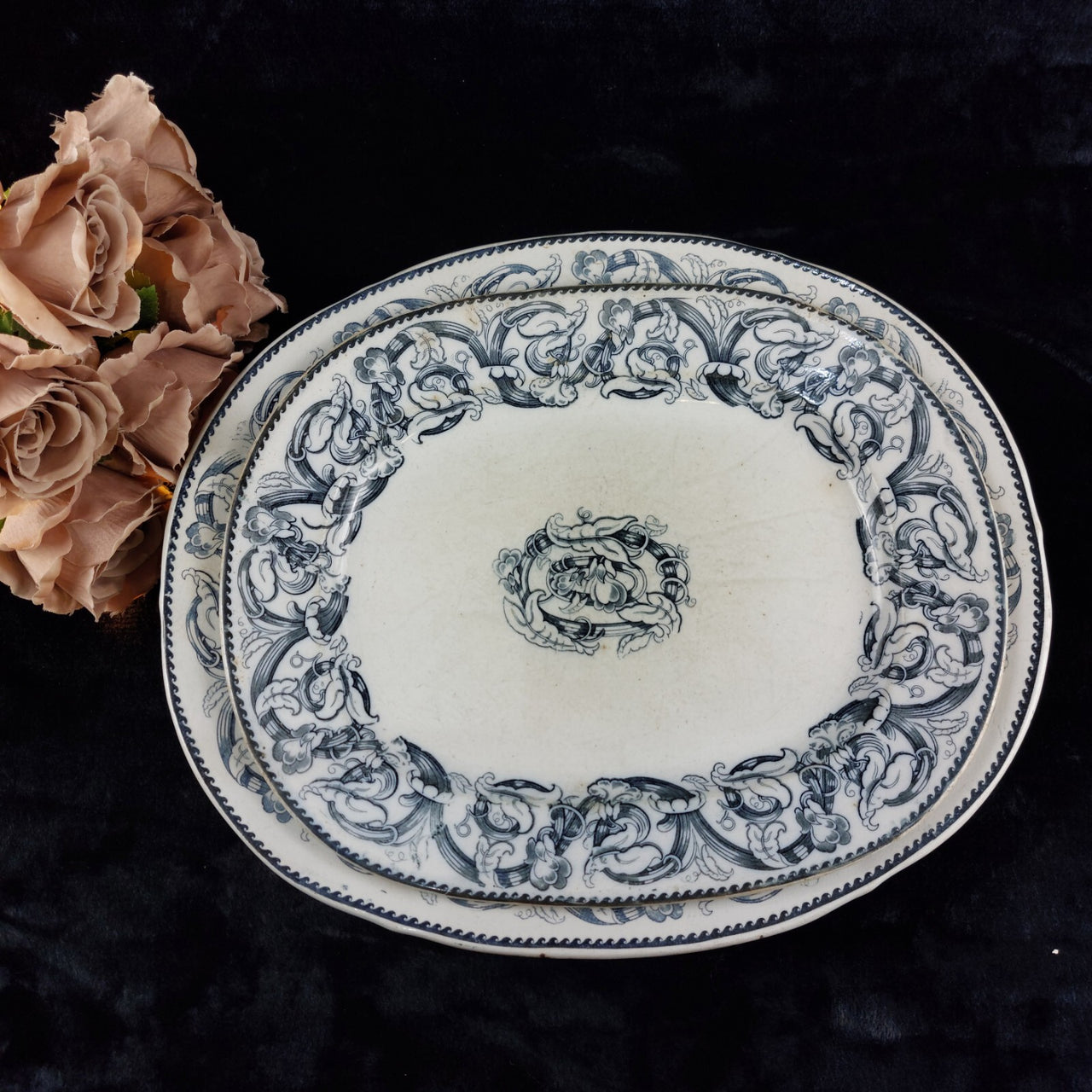 2* Antique large service plates1797-1861 T. Till & Son Wellington Transferware.11