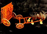 Thumbnail for Large Porcelain Draft Horse & Wooden Farm Wagon Carriage Model see the pics14