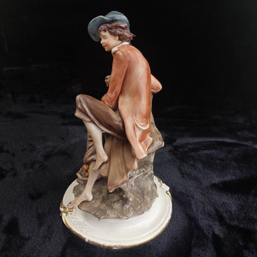 Capodimonte Style Boy &dog Figurine with Dog & Fruit Basket 11