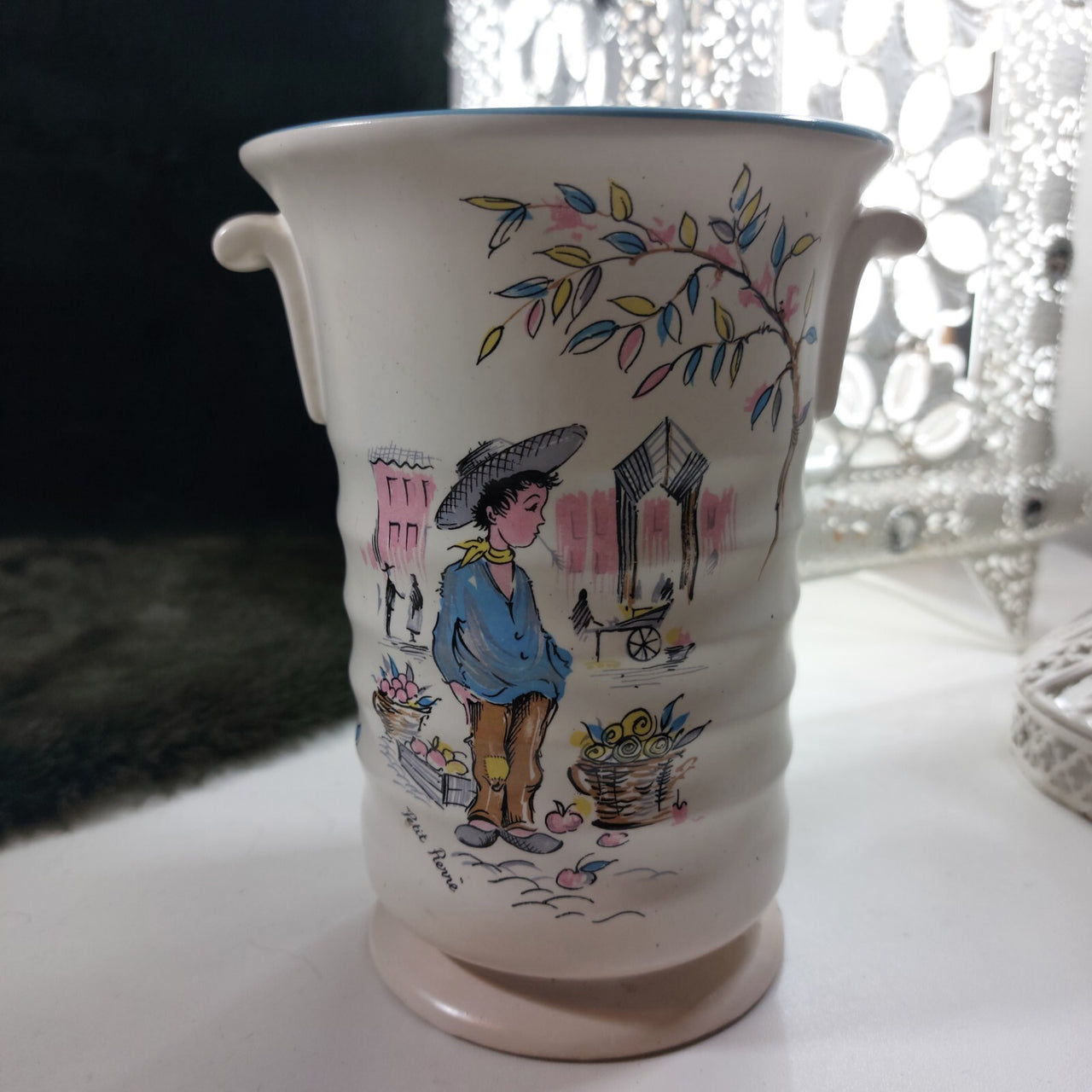 Crown Ducal Ware Petit Rêverie Vase English 1950s Hand-Painted decor Earthenware10