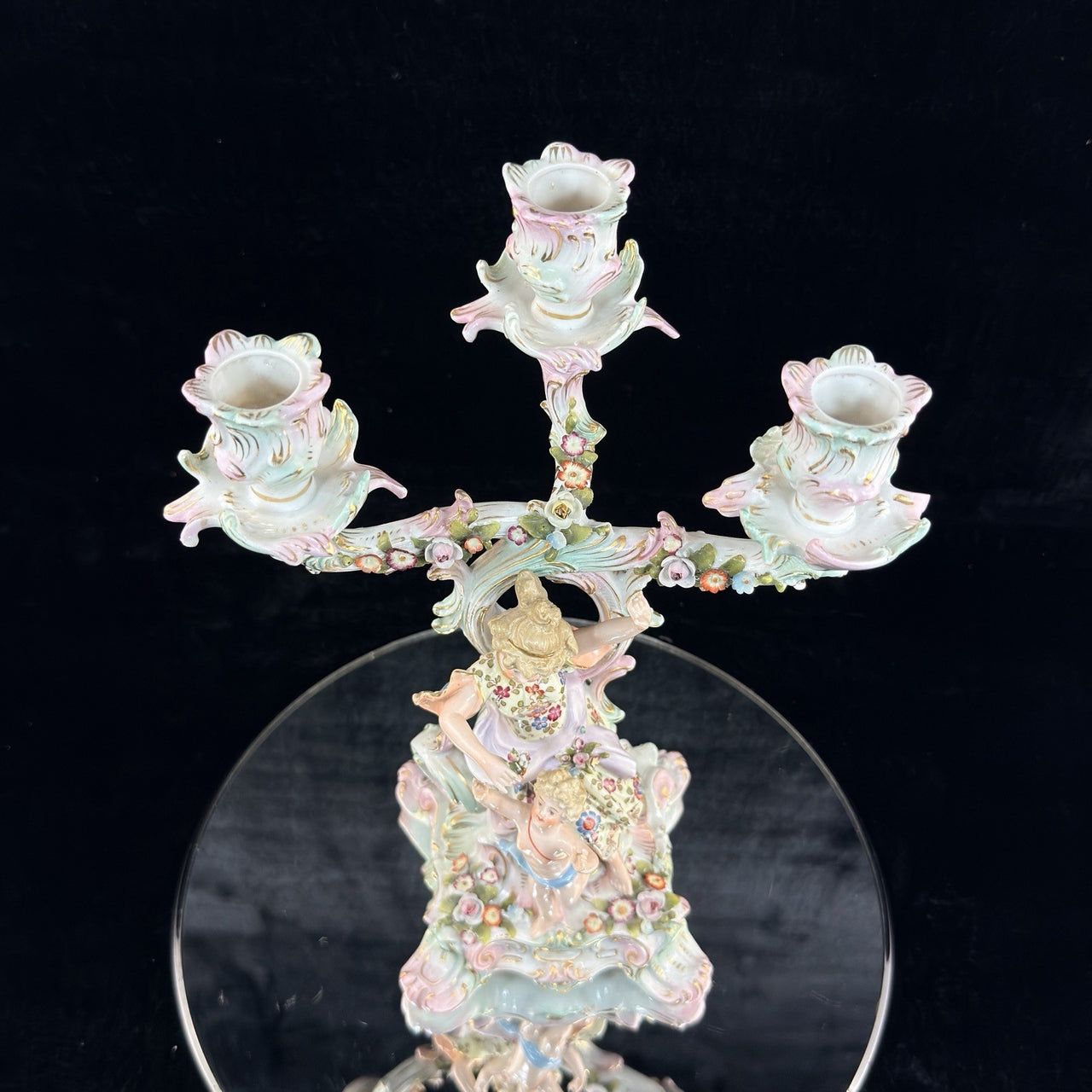 Antique Dresden Meissen Style Sitzendorf Porcelain Candelabra 19th Century Decor16