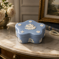 Thumbnail for Wedgwood Blue Elegant Jasperware & Collectible Trinket Box/Lidded Dish British d0