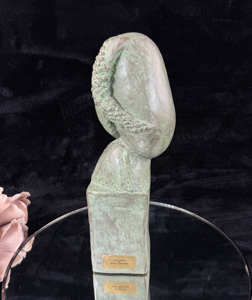 Zmira Cinnamon Bronze Abstract Mother & Child Sculpture Patina Finish Handmade d5