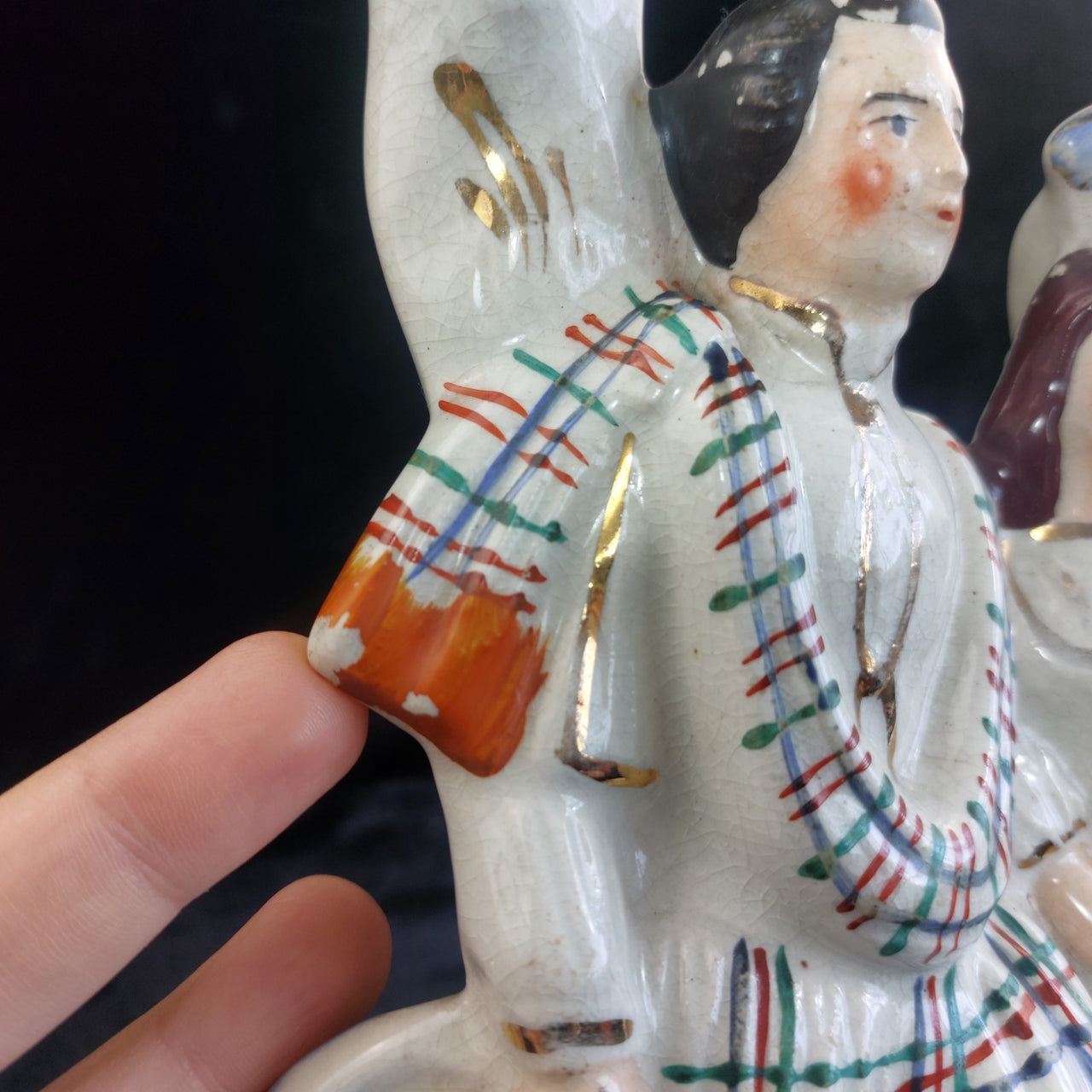 LARGE Victorian c1880 Staffordshire Spill Vase Robert Burns and His Mary White7