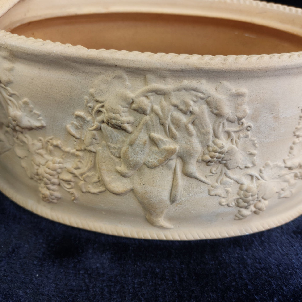 Antique 1800s Wedgwood Yellow Jasperware Game Dish - Little crack & chips China.8