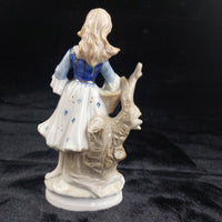 Thumbnail for German Porcelain Figurine 8.5in Lady with Rose Blue Gold White see pics decor.4