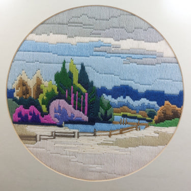 Needlework Landscape Art – Handmade Framed Vintage   Wall Decor   17