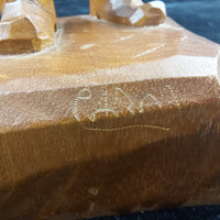 Thumbnail for Wooden Vintage SculptureFisherman -Folk Art - Jocelyn Caron - Chipped Hand20