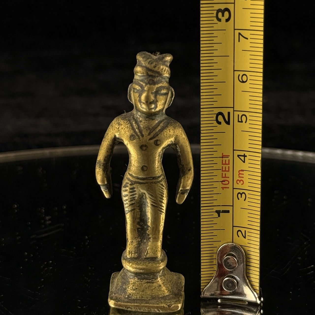 Antique 1800s Brass Tribal Figurine India Folk Art Deity Statue Handmade de 2.5”2