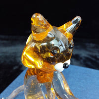 Thumbnail for Handmade Glass Amber Cat Figurine Sitting Clear Legs 3