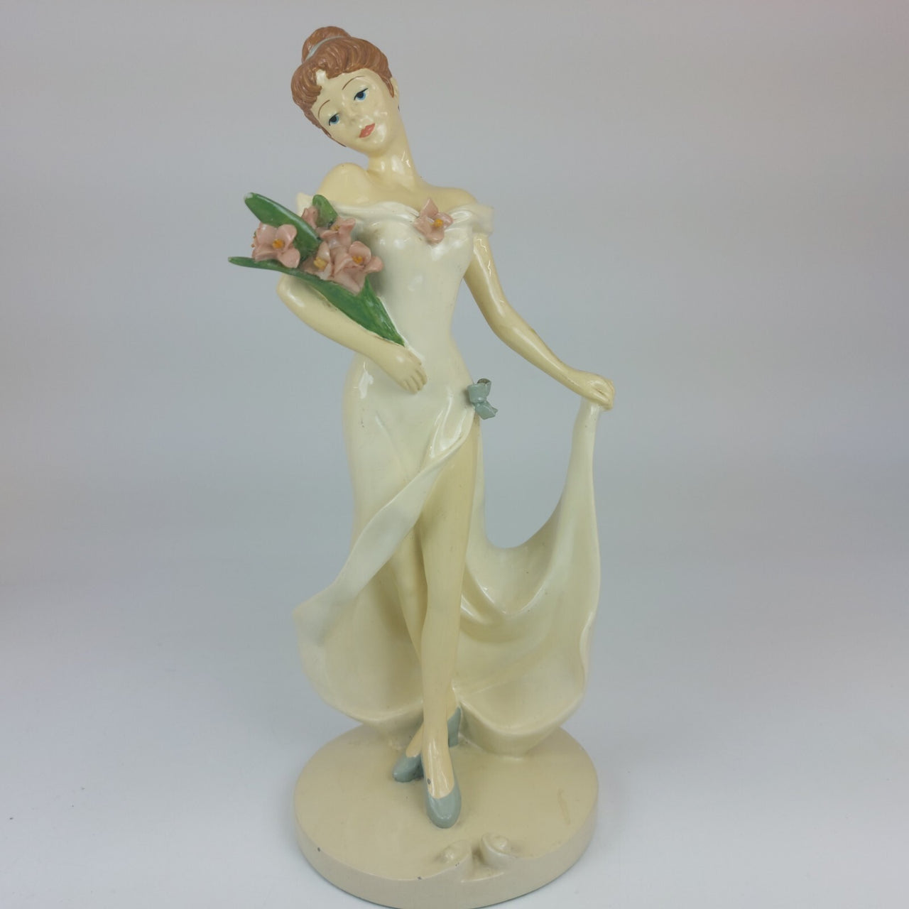 Rare Elegant Vintage Ceramic Figurine,  9" Lady with Flowers 23