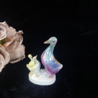 Thumbnail for Antique Porcelain Duck Figurine Iridescent Pastel Trio – Foreign Mark 7, 4