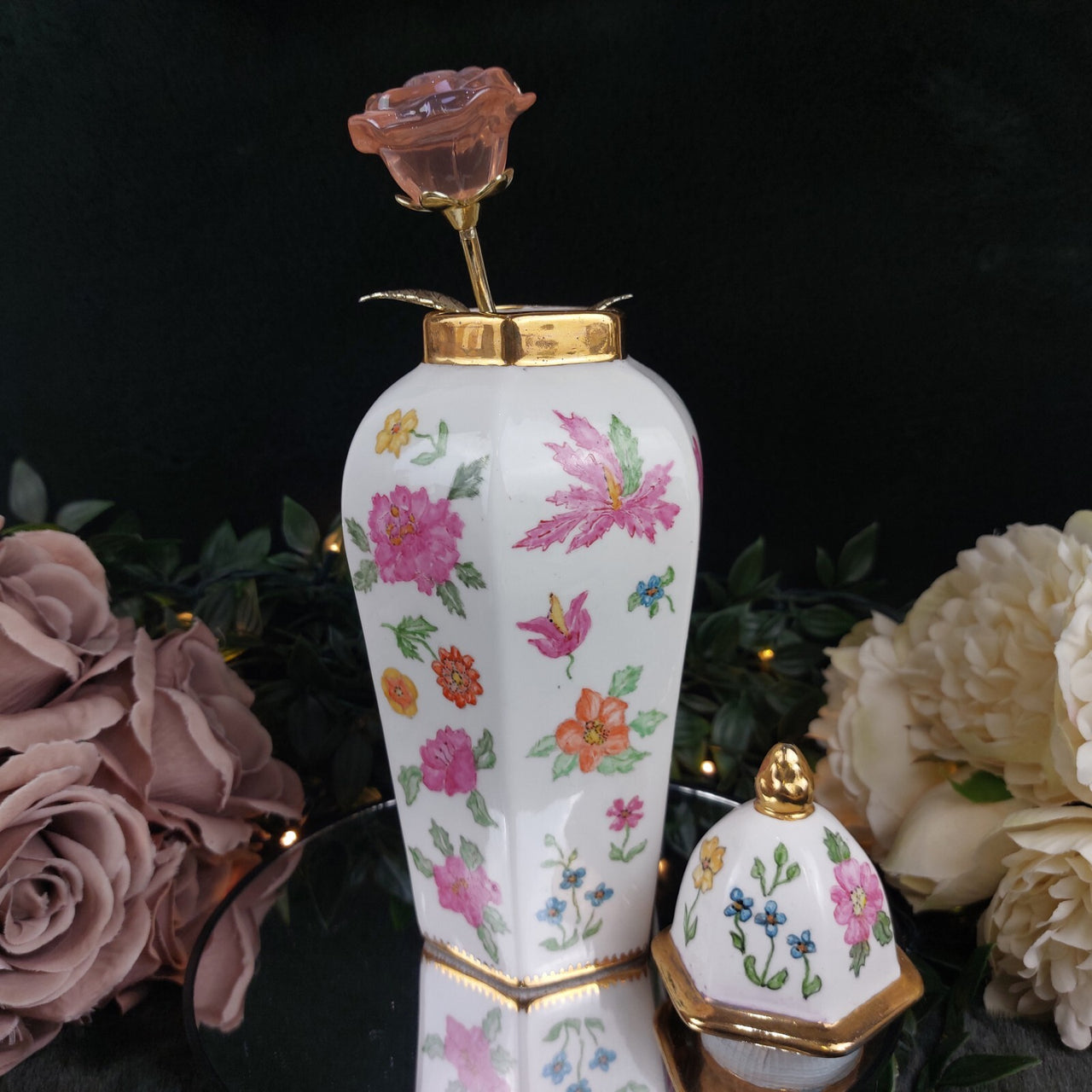 PalmerGinger Jar 1987 Ornoment Interior Deco 9.25" United Kingdom pink decor.2