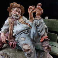 Thumbnail for Original Merli Bruno Figurine Capodimonte Italy old Man on Bench with Squirrel22