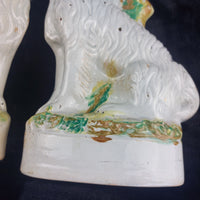 Thumbnail for Rare Antique Dog Staffordshire Pair 13â Mantle porcelain Victorian decor White18