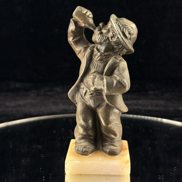 Drunkard Bronze Figurine on Marble Base Man Drinking Bottle 5” Bar Art0