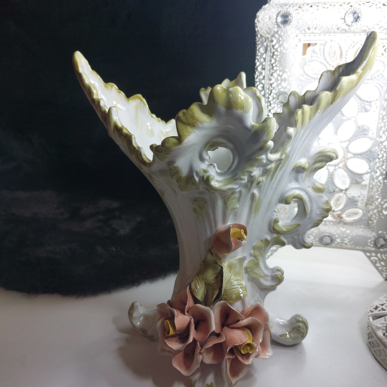 Francesco Capodimonte Italian Porcelain Italy Vase – Rococo Bird & Floral Design19