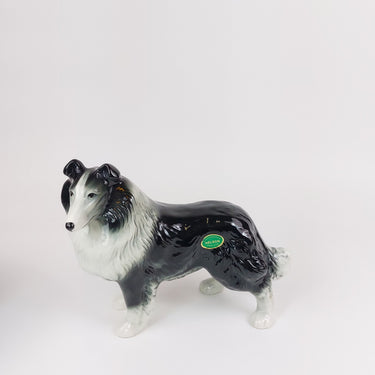 Vintage Nelson Staffordshire Ceramic Collie Figurine 1960s Collie bookself decor1