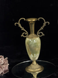Thumbnail for Pair of Brass & Green Onyx Marble Urn Vases Ornate Handles Decorative 35cm17