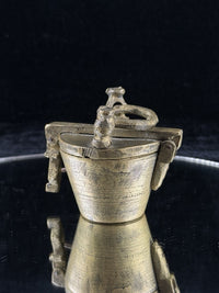 Thumbnail for Antique Indian Brass Travel Nesting Cups with Lidded Case â 5 Pc Set 646g Scal4