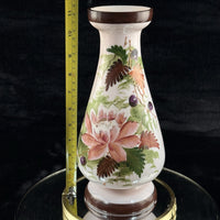 Thumbnail for Pink Bohemian Glass Antique Vase 10” Floral Enamel Victorian Art Nouveau decor12