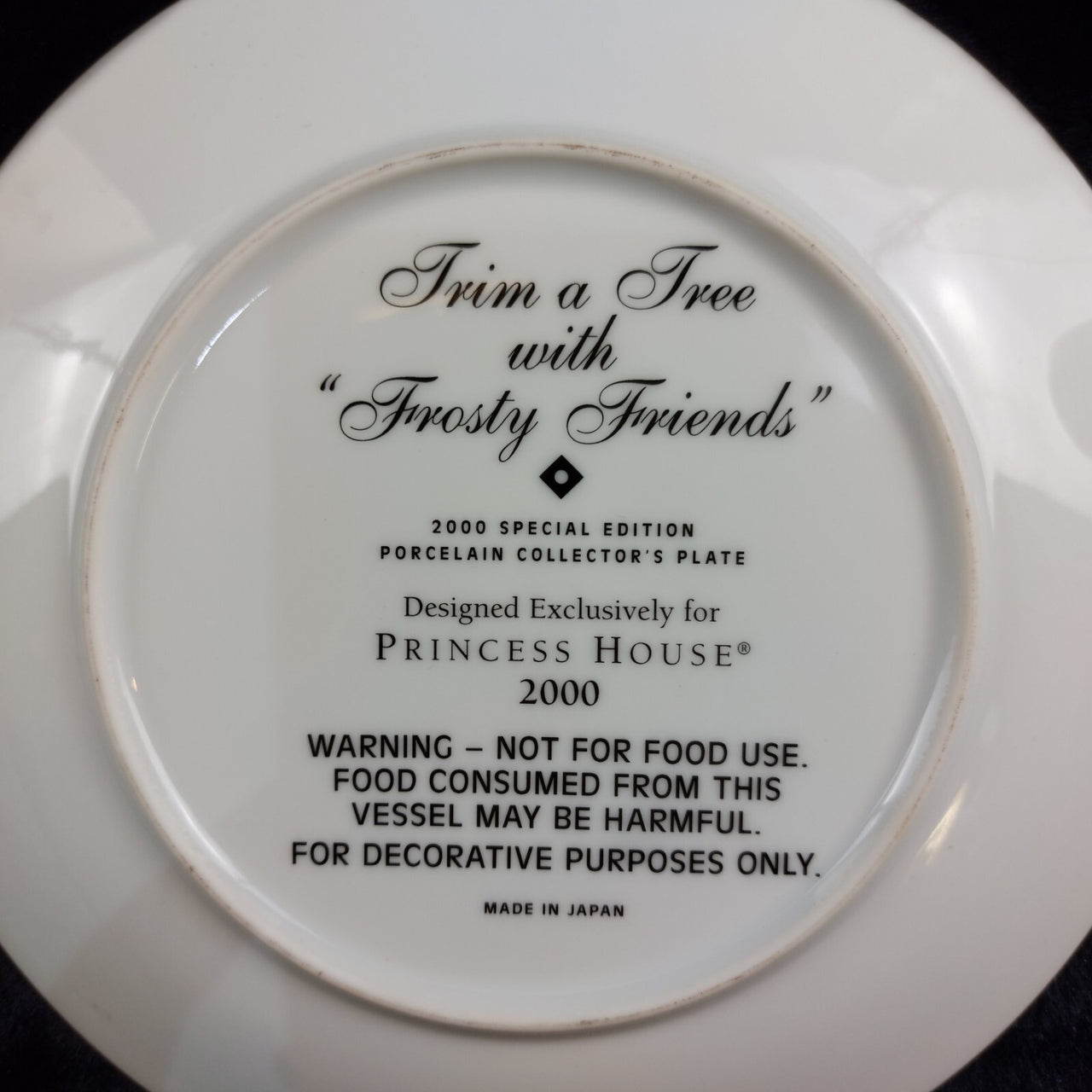 Princess House Collector Plate 2000 tree with Frosty Friends Boxed xmas decor9