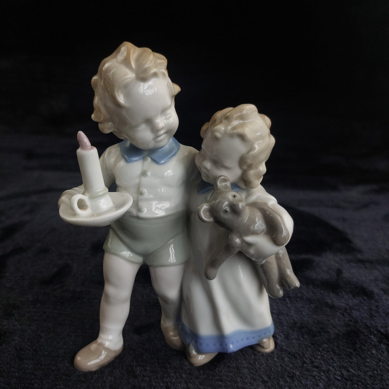 Scheidig Kunst Porcelain Children Candle Bear Figurine Germany 1940s Vintage1