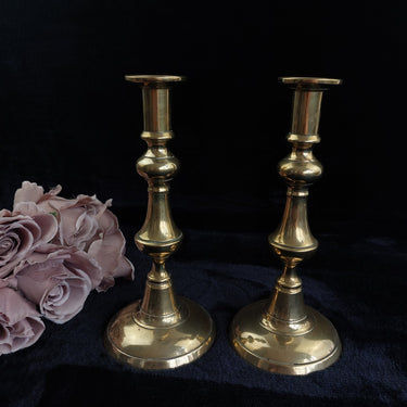 Elegant Design Antique Solid Brass Pair 9.5" Tapered Candlestick Holders 1