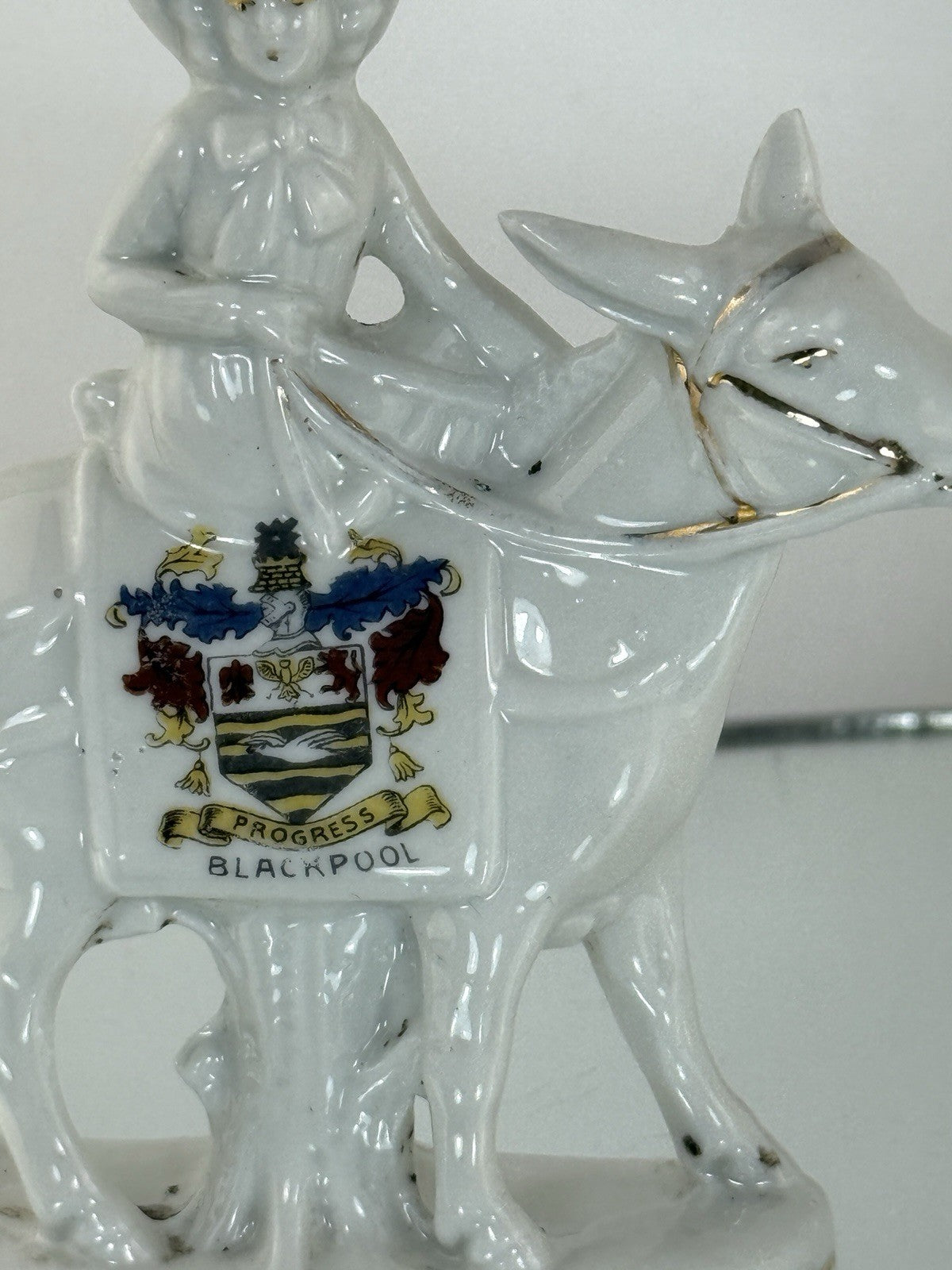 Arcadian Crested China Donkey Figurine HMS Queen Elizabeth White Porcelain5