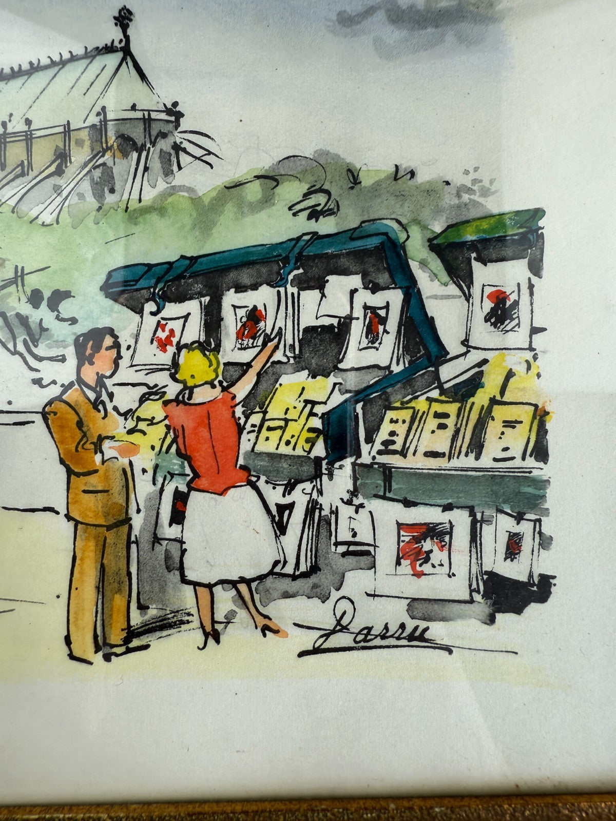 Parisian Street Scene Watercolors -Etchings by "Bauss" and "Lassu" Set of 26