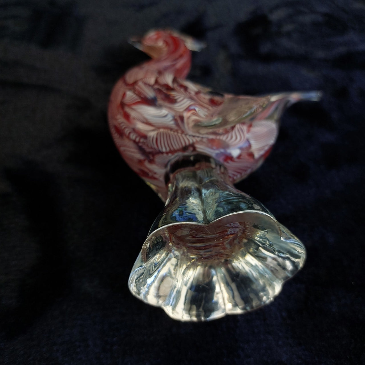Murano Rooster Glass Pink Filigrana Art Hand Blown 1kg 10" Italian home decor10