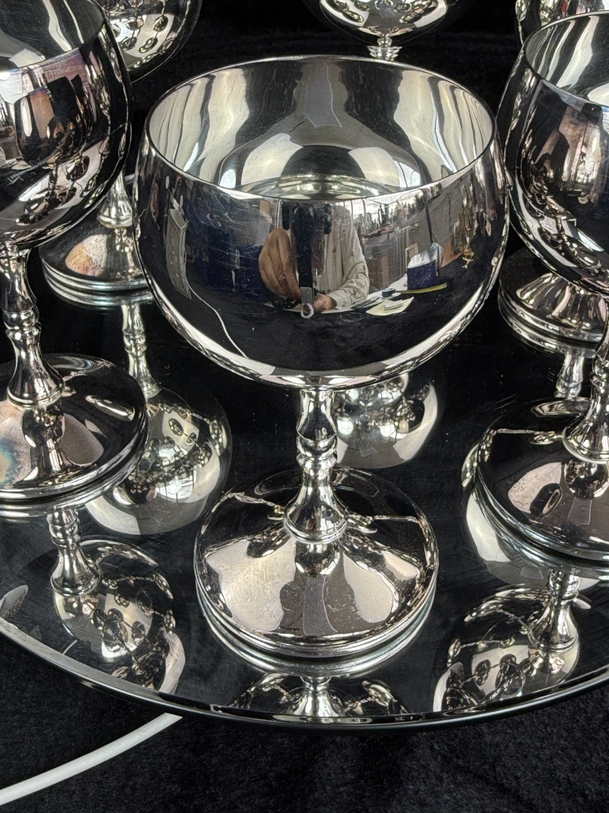 VALERO Plated Silver Goblets Set of 6 - Made in Spain - 12.5cm Tall silver decor9