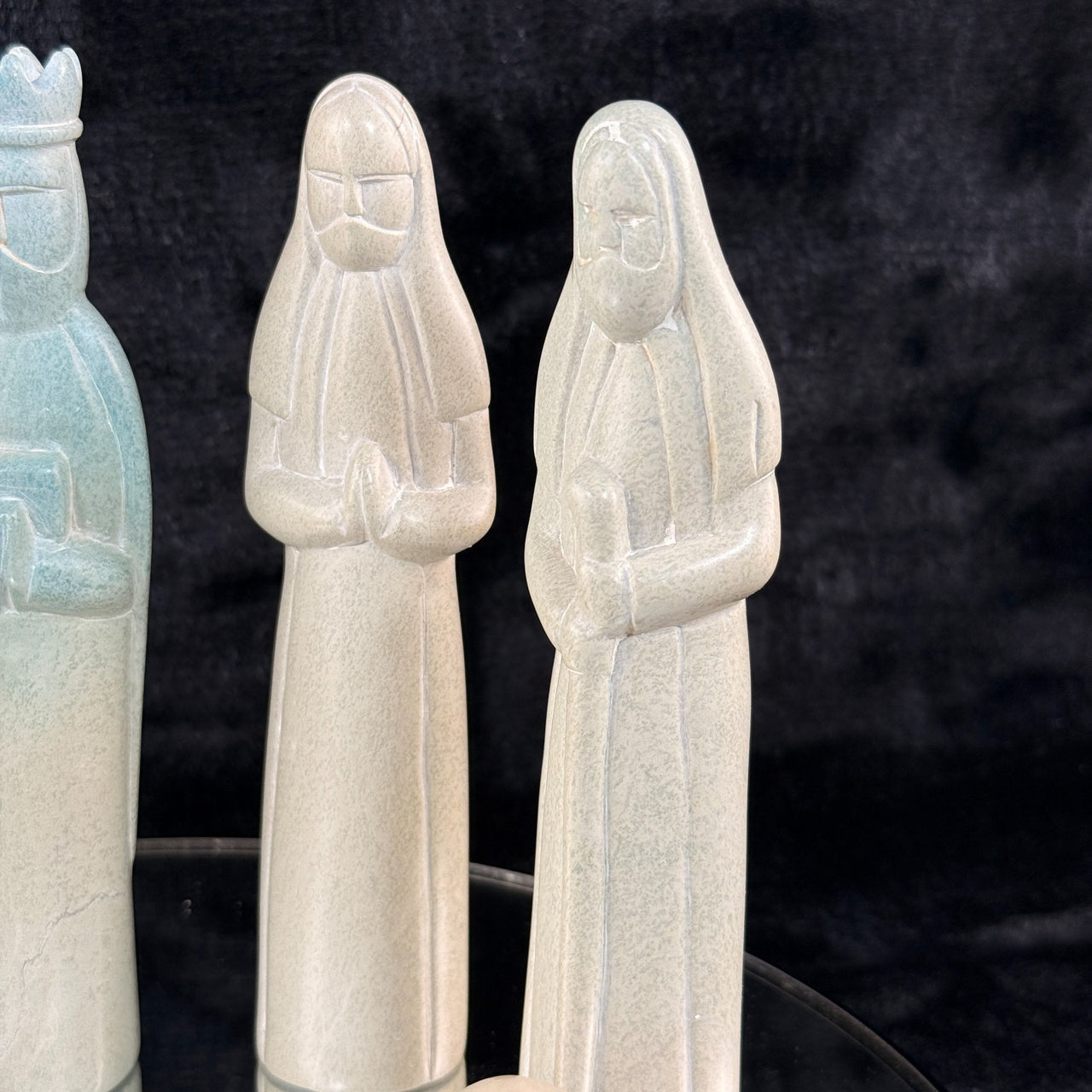 Modern Minimalist Stone Nativity Set of 6 HandCarved Figures Heavy no jesus bb7
